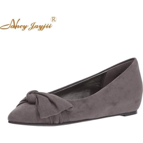 Women Ladies Flats Shoes Solid Slip-On Pointed Toe Butterfly-knot Basic Party Fashion Leisure Elegant Mature Nancyjayjii 2019