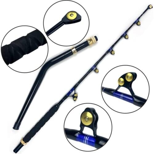 OLOEY 1 Piece Aluminum Bend Butt 80-130LBS Big Game Heavy Trolling Rod Roller Guide Saltwater Conventional Boat Fishing Rod