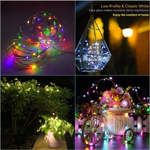 VKTECH 100/200 LED Solar Copper Wire String Lamp Outdoor Garden Wedding Party Feativals Decorative Light String Lamps Dropship