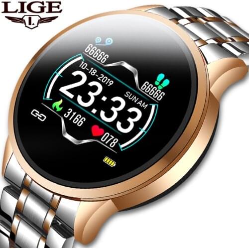 LIGE Men Watch Sports Fitness Tracker for Android ios LED Screen Heart Rate Blood Pressure Monitor Waterproof Smart Watch Women