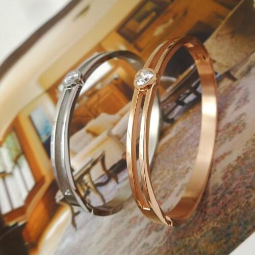 Top Quality Heart Love Zircon Flower brand letter Fashion Jewelry Cuff Carter Bangles 316L Stainless Steel Bracelets For Women