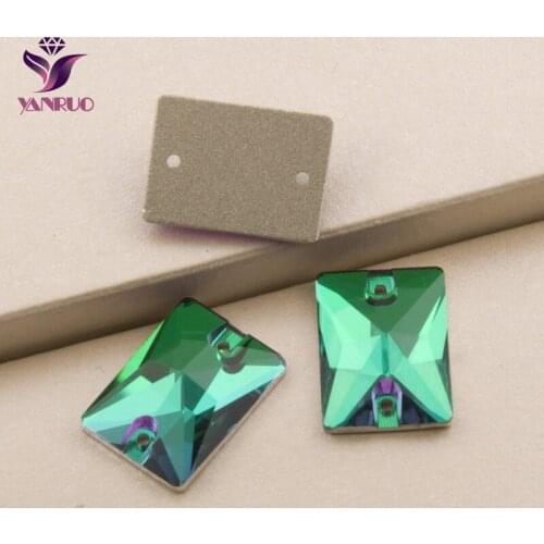 YANRUO 3250 Rectangle Emerald Sew on Stones Big Crystals DIY Craft Stones Green For Sewing Bright Diamond