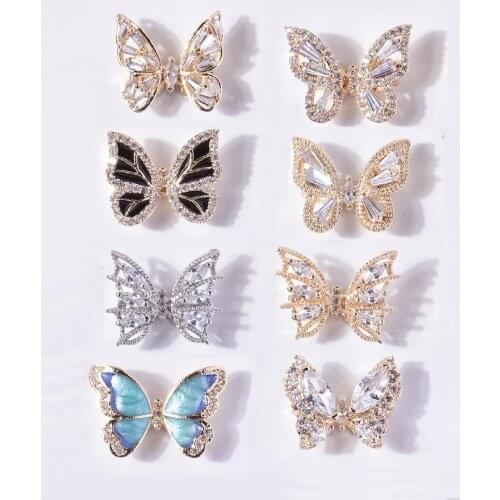 5 pcs exquisite manicure zircon butterfly jewelry super flash three-dimensional nail alloy diamond jewelry