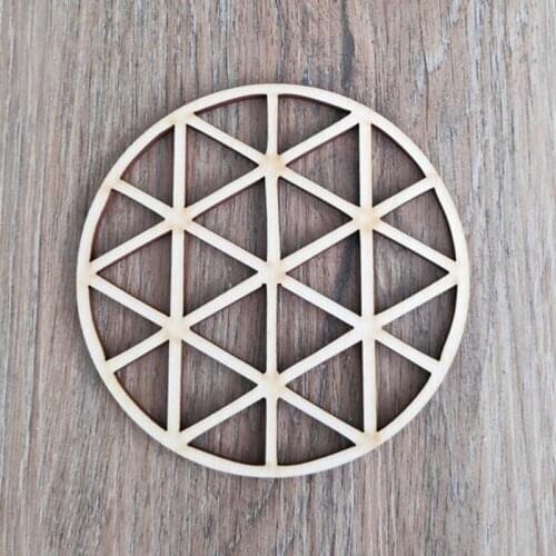 Round Sacred geometry Metatron‘s Cube alter tools engraved wood grid plate wooden Coaster,Wall Art Home Decor
