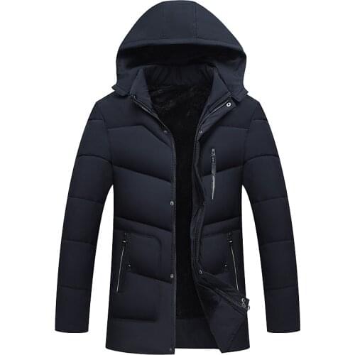 Winter coat mens jacket hooded down cotton dad wear mens clothing middle and old aged casual long coat