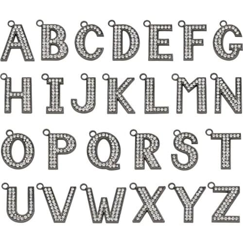 1pcs Women 35mm Gun Black color Initial Hang Letters Necklace A-Z Alphabet Pendant Necklace Gift