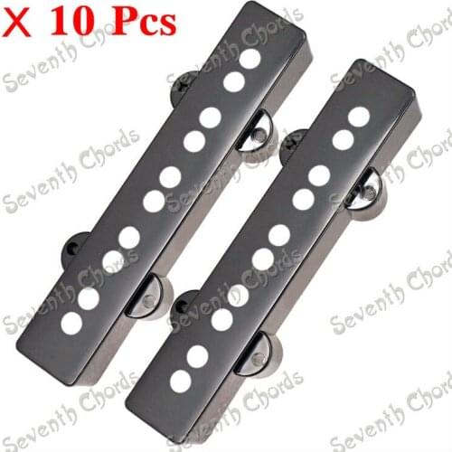 10 Pcs Plastic 10 Hole Open Type Pickup Covers /Lid/Shell/Top for 5 String JB Style Bass - Black