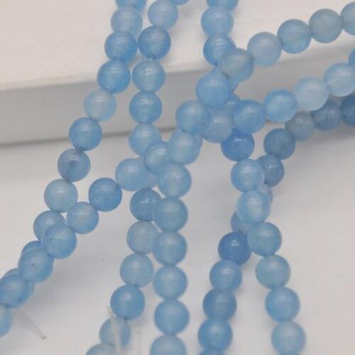 4MM Blue Jaspe Round Loose Beads Stone 15.5 Inch Jewelry For Woman Gift Making WA003
