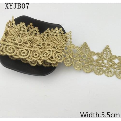 5.5CM Width 10Yards Gold Wave Lace Butterfly Trim Ribbon Glitter Crocheted DIY Craft Sewing Supplies
