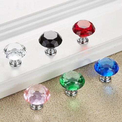 5 Pcs 30mm/40mm Diamond Shape Design Crystal Glass Knobs Cupboard Pulls Drawer Knobs Kitchen Cabinet Handles Furniture Handle