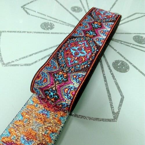 50mm 5cm 2' New Classic Court Luxury Vintga Wine Costume Curtain Laciness Lace Embroidery National Jacquard Ribbon Woven Webbing