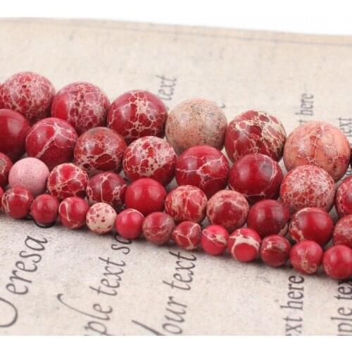 Natural Red Sea Sediment Turquoises Imperial Jaspers Round Loose Spacer Beads 4/6/8/10MM Fit Diy Beads For Jewelry Making