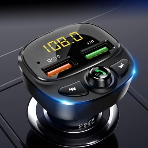 QC 3.0 Dual USB Fast Charger Car Car Kit TF Card Adapter Handsfree Calling Bluetooth-compatible 5.0 Fm Transmitter MP3 Player