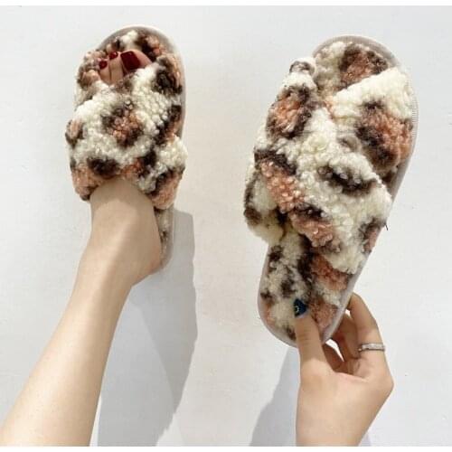 Women HomeSlippers Winter Faux Fur Fashion Warm comfortable Shoes Woman Slip on Flats Female Slides Mixed Colors Indoor Slippers