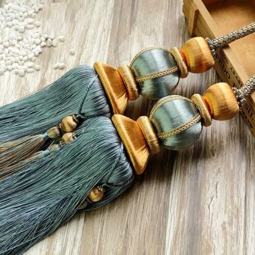 European Long Tassel Curtain Tieback Hanging Ball Pendant Curtain Decor Accessories Modern Luxury Tie Rope Home Curtains Holder