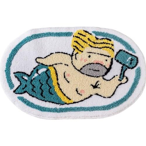 Creative Cartoon Carpet Bathroom Plush Warm Carpet Water absorption Non-slip Cute Mermaid Mat Rug Bedroom Mat