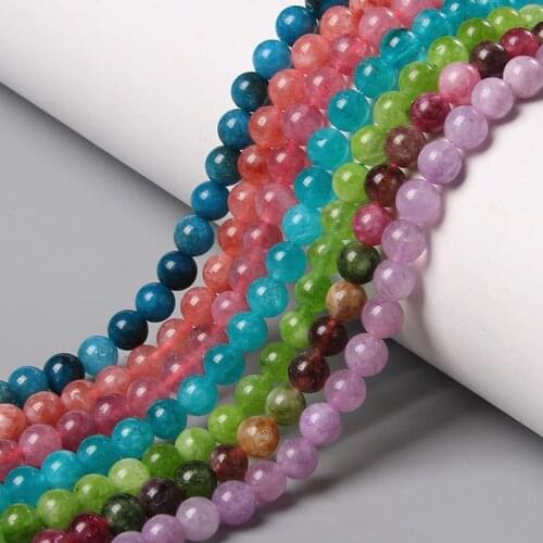 6 8 10mm Natural Chalcedony Angelite Jades Natural Loose Spacer Round Stone Beads for Jewelry Making DIY Healing Bracelets 15