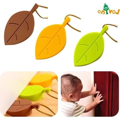 Hot Cute Autumn Leaf Style Home Decor Finger Safety Protection Wedge Kid Baby Safe Doorways Gates Silicone Rubber Door Stopper