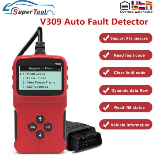 Best V309 OBD2 Auto Diagnostic Scanner 8-15.5V Car Error Code Reader Handhold Automobile Erase/Reset Fault Check Tool From 1996