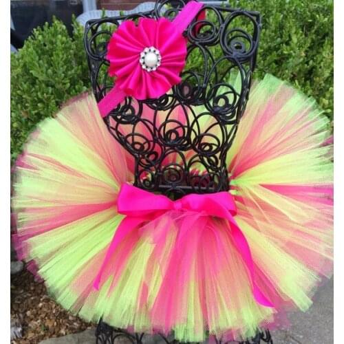 Cute Baby Tutu Skirts Girls Tulle Ballet Dance Pettiskirt with Ribbon Bow and Flower Headband Kids Christmas Party Costume Skirt