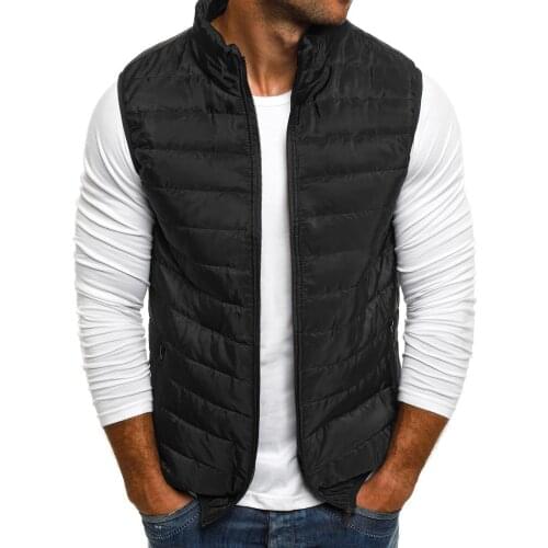 Men Vest Jacket Cotton-Padded Thick Solid Color Warm Sleeveless For Casual Male Waistcoat Autumn Men Gilet Vest Homme 2021