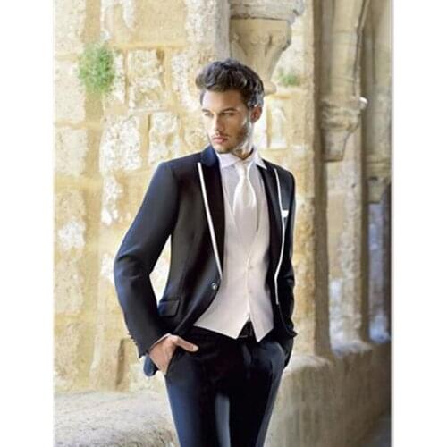 Blazer Masculino Mens Suits (Jacket+Pants+Vest) Peak Lapel Groom Tuxedo Groomsmen Wedding/dinner/evening Best Man Bridegroom