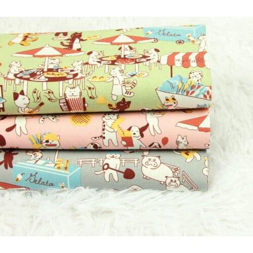 Half yard thicken cotton fabric with cartoon animal cat print handmade DIY mouth gold package bag garment cloth 100% cotton T634