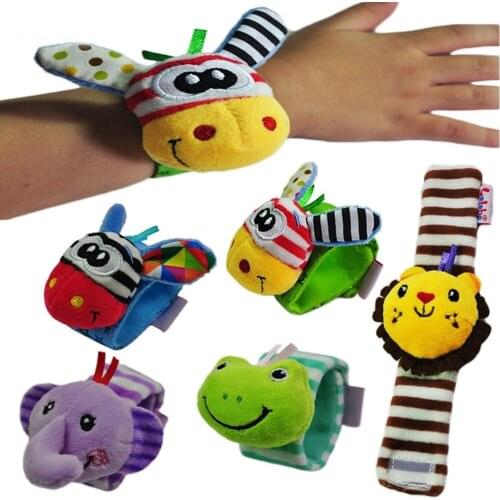 2019 Newborn Baby Wrist Watchs Toy Hand Wrist Strap Soft Animal Baby Rattles Christmas Gift Infant Learning Toy K0030