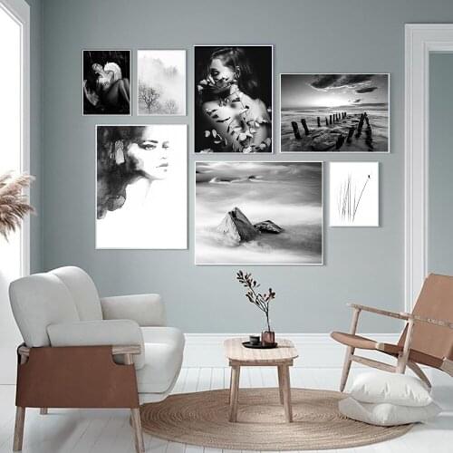 Nordic Minimalist Figures Sexy Woman Body Wall Canvas Paintings Dandalion Drawing Posters Prints Decoration for Living Room
