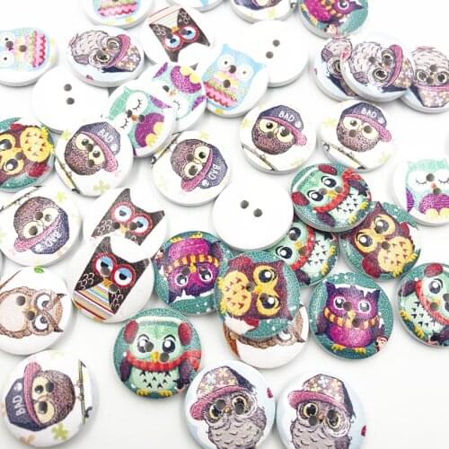 New 25pcs owl Wood Buttons 20mm Sewing Craft Mix Lots WB707