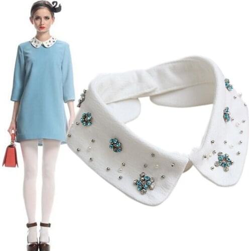 Handmade beaded clothing fake wild fashion collier Wild embroidered peter pan collar Fashion Floral Beaded Lace Joker Shirt