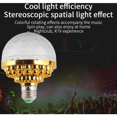 Full Colors Auto Rotate E27 RGB LED Lamp 6 Colors Change 5W Colorful Rotating Disco Party Holiday US Plug