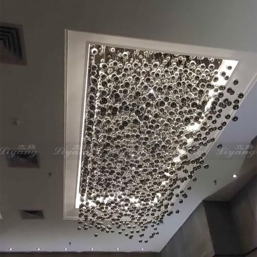 Custom hotel lobby project bubble glass crystal lamp clubhouse sales department clothing store hall hanging line lights