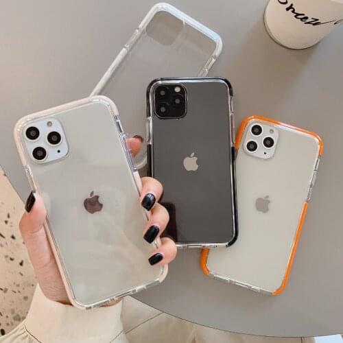 Shockproof phone covers for iphone 12 pro max unique bumper case for iphone XR XS X mini 11 8 7 Plus white frame pink soft funda