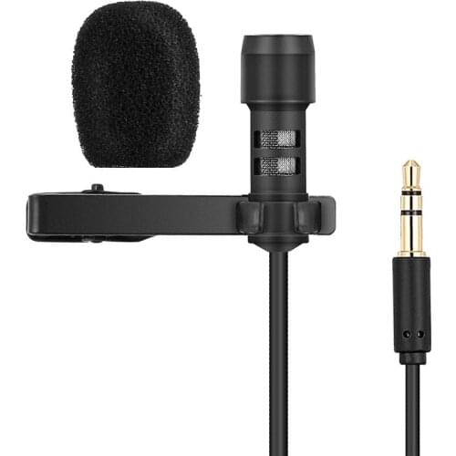 R955 3.5mm Jack Microphone Speeching Microcapacitor Clip-on Solapa Lavalier Mic Cable Mic for IPHONE PC