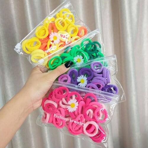 50pcs/Set Colorful Girl Elastic Hair Bands Children Fashion Ponytail Holder Tie Gum Rubber Band Kids Scrunchie Hair Accessories