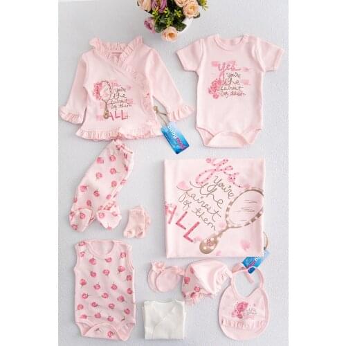 Rose Patterned 10-Piece Baby Girl Hospital Outfit Set