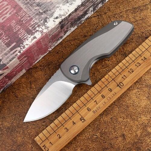 Mini folding high hardness 14C28N blade titanium alloy handle sharp outdoor camping tactics hunting self-defense fruit knife