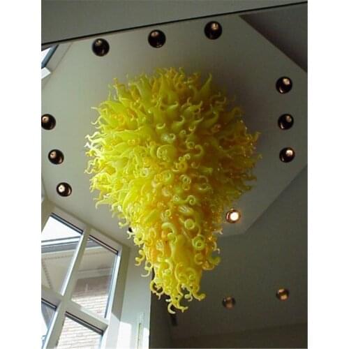 Modern Yellow Pendant Lamps for Living Room Art Decoration Chihuly Hand Blown Murano Glass Chandelier