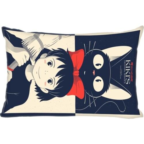 Studio Ghibli Art Pillow Cover Bedroom Home Decorative Pillowcase Rectangle Zipper Pillow Cases Satin Fabric Best Gift 45x35cm