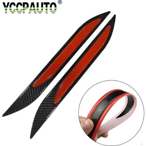 YCCPAUTO 2Pcs Bumper Protector Reflective Strips Carbon Fiber Car Body Safety Warning Sticker Auto Anti-scratch Tape