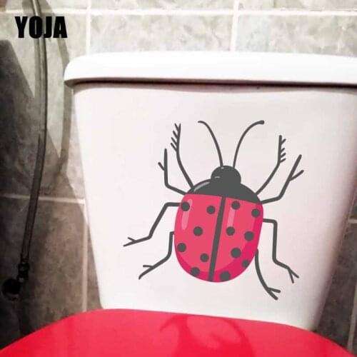YOJA 22.3X23CM Cartoon Toilet Decal Wall Sticker Living Room Home Decor Red Ladybug Insect T5-1382