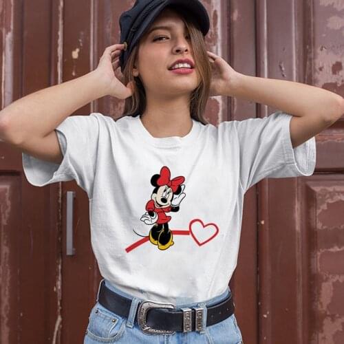 Minnie Mouse Women T-shirt Casual Funny Mickey Lovers T Shirt For Lady Disney Tops Tee Hipster Short Sleeve O-neck Tees Dropship