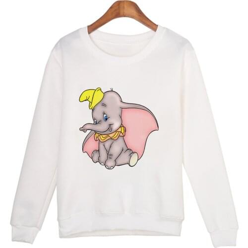 Disney Sweatshirts Kawaii Dumbo Print Women Sweatshirt Cartoon Print Fashion O-Neck Pullover Long Sleeve Top Dropship Shirts