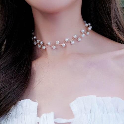 Ladies Flower Pearl Necklace Party Pendant Necklace Fashion Women Neck Necklace Jewelry Gift