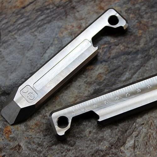 1PC Titanium Alloy Crowbar Scale Ruler Opener Multifunction Tool Keychain Pendant EDC Outdoor Pocket Tool Camping Equipment