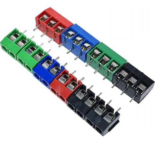 100PCS KF301-2P 3P Splicing screw type PCB spacing 5.0MM pitch Straight Screw PCB Terminal Block Connector Red blue green black