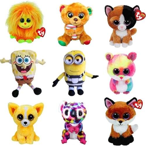 15 cm Ty beanie Tom yellow body super big eyes little yellow man monster plush toy animal cotton unisex kids birthday gift