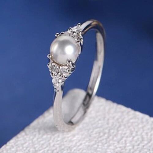 2020 Exquisite Simple Female Pearl Ring For Women Wedding Anniversary Fashion Party Jewelry Gifts Wholesale Drop Shipping