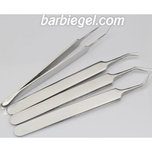 4pcs/lot High quality Curved steel Curved false eyelash extension tweezer makeup tool Curved steel Curved tweezer